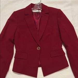Tahari Red Blazer Tailored Suit Jacket